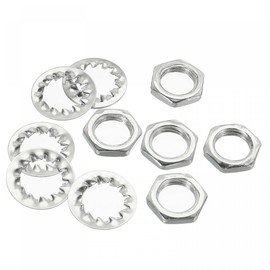 sourcing map Pack of 200 Lamp Tube Threaded Nuts with Gasket M10 Screw Thread Hex Fixings for Chandelier Ceiling Light Repair DIY Hardware