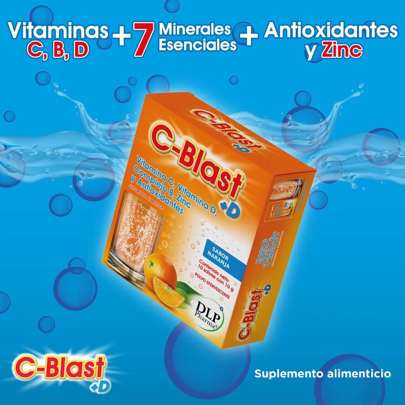 C-blastd Vitamina C D Complejo B Zinc Antioxidantes 3cajas Sabor