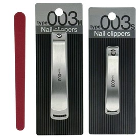 OTSUMAMI TOKYO KaiJirushi Nail Clippers Medium Small Set Type003 with Original Emery Board for Men Women Seniors Fingernail Toenail Thick Nail Clipper Cutter (003 S/M Set)