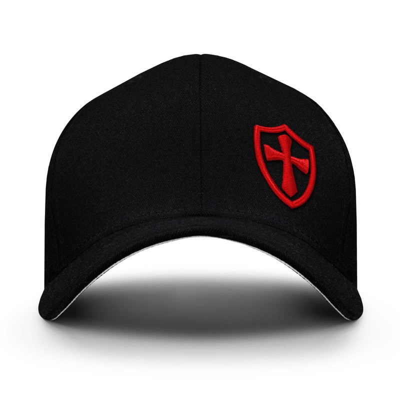 Crusader Baseball Cap for Men, Mid Profile Stretch Fitted, Black