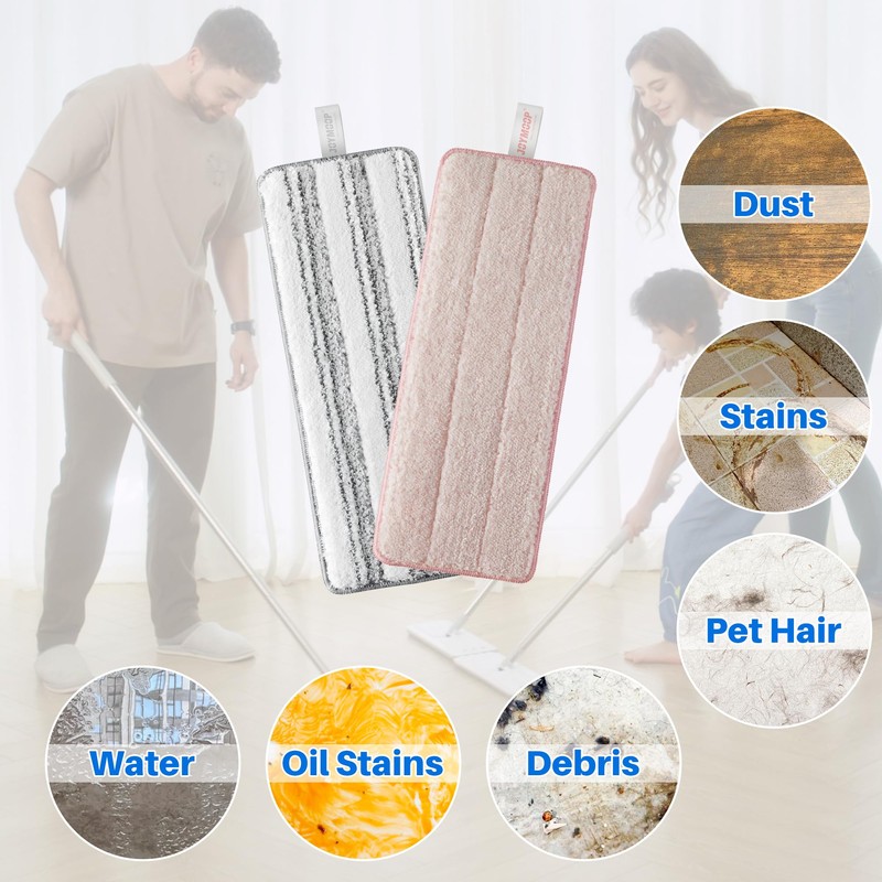 JOYMOOP Mop Replacement Pads, Reusable Microfiber Mop Pads for 13-inch