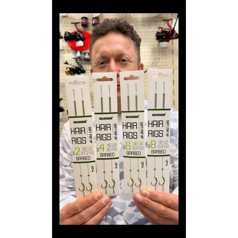 Haldorado Hair Rigs, Size 8 Barbed Hooks, Soft Pop Up,