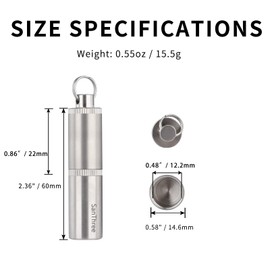 SanThree Keychain Pure Titanium Pill Holder Case, Portable Small 2 Compartment Pill Box Container for Outdoor Travel Emergency Purse Pocket