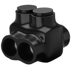 OHLECTRIC Black Insulated Connector - Dual Side Entry - 2 Port - 1/0-14 Wire Range - 3/16 Hex Screw - Pre-Filled with Oxide Inhibitor -Rubber Vinyl Coating, 6061-T6 Aluminum CU9AL | OL-26027