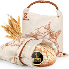 Piklohas Sourdough Bread Bags, 2 Sets Detachable Bread Storage for Homemade Sourdough, Reusable Linen Food Storage with Lining & Triple Lock for Fresh Keeping, BPA Free, Christmas Baking Gifts