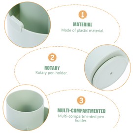 Operitacx 3pcs Rotating Pen Holder Cubicle Supplies Craft Book Monitor Organiser Pen Holder for Desk Organizer Cord Drawer Dividers Special Magnetic Lid Pencils Nightstand Bag Green Plastic