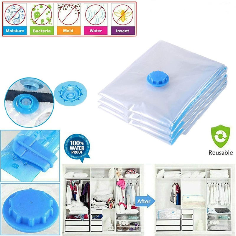 Pack of 3 Strong Vacuum Storage Space Savings Bags Reusable