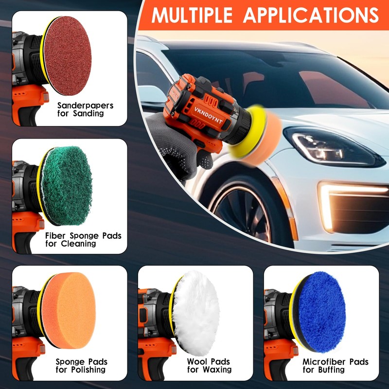 Brushless Cordless Polisher, 2 Variable Speed Mini Buffer Polisher (0-500/0-3000