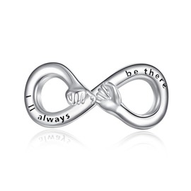 YAFEINI Promise Charm for Bracelet Sterling Silver Infinity Bead Charm Promise Jewelry for Women Mom