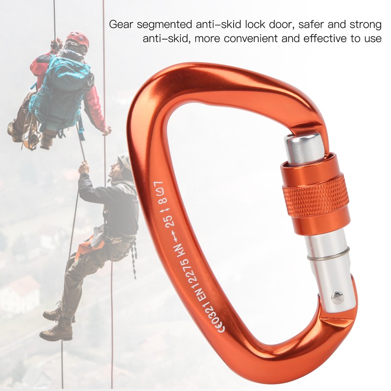 Mountaineering D Locking Carabiner Clips Alloy Heavy Duty Carabiner for