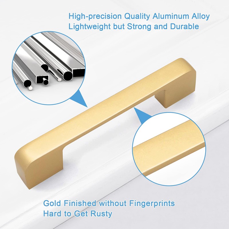 WEAVERBIRD Cabinet Knobs 96 mm Gold Cabinet Handles Drawer Pulls