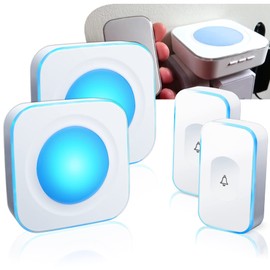 Wireless Doorbell 1200ft Waterproof Door Bells & Chimes Wireless Kit 36 Melodies 4 Volume levels with LED Flash For Home Office FUHONGRUI(2 Receivers&2 Buttons White)