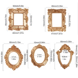 mozhixue 5 Pcs Mini Gold Frames - Small Gold Vintage Flower Oval Rectangle Baroque Frames Table Top Frame for Christmas Holiday Party Decor(𝙬𝙞𝙩𝙝𝙤𝙪𝙩 𝙂𝙡𝙖𝙨𝙨 S𝙩𝙖𝙣𝙙 𝙤𝙧 𝘽𝙖𝙘𝙠𝙞𝙣𝙜)