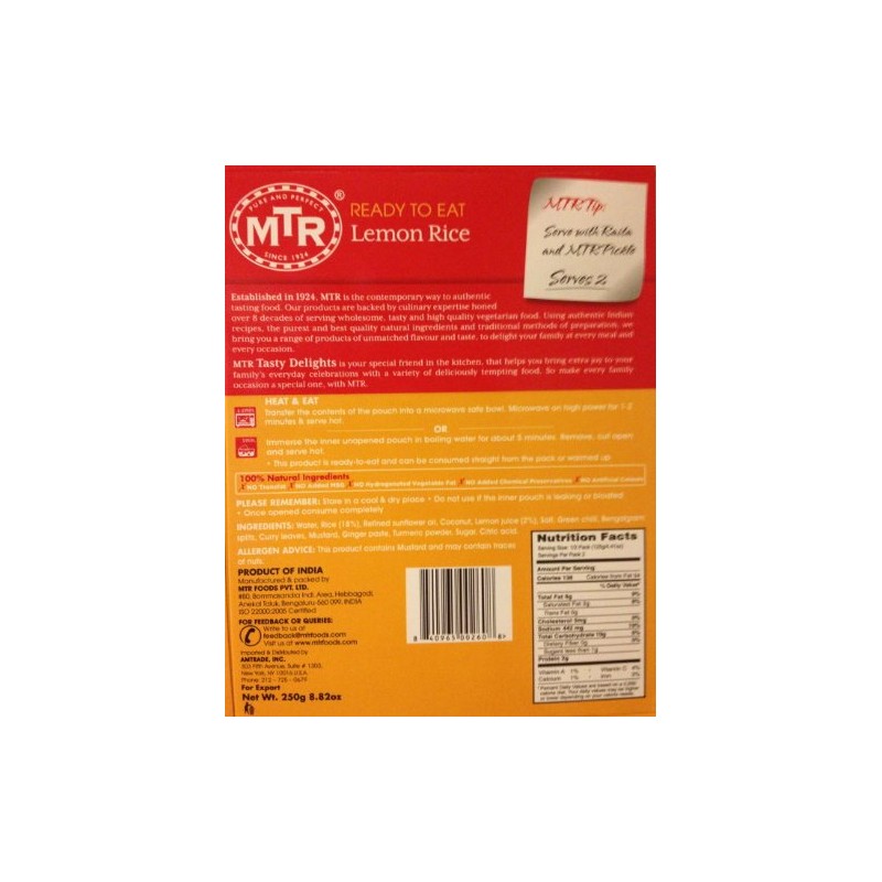 MTR Lemon Rice, 10.58-Ounce (Pack of 10)