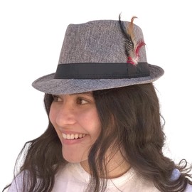 SILVERFEVER Fedora Hat with Feathers Gatsby Holiday Octoberfast Bavarian Alpine Trlbe Dress Up Gatsby Hats