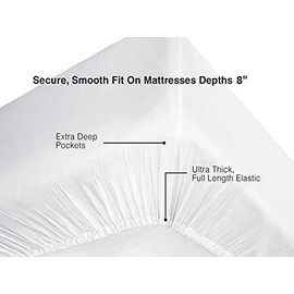 Prince Bedding 1000 Thread Count Fits Mattress Upto 8 Inch Deep Pocket 1 Piece (Bottom Sheet Only) Fitted Sheet Soft Collection (Ivory , Queen)