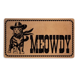 Meowdy Door Mat 18x30 Inch, Funny Cat Printed Durable Welcome Mat for Outdoor Indoor Entryway Porch Home, Faux Coco Coir Doormat with Non-Slip PVC Backing, Housewarming Gifts for Women