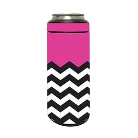 MightySkins Skin Compatible with YETI Rambler 12 OZ Colster Slim Can - Hot Pink Chevron | Protective, Durable, and Unique Vinyl Decal wrap Cover | Easy to Apply and Change Styles | Made in The USA