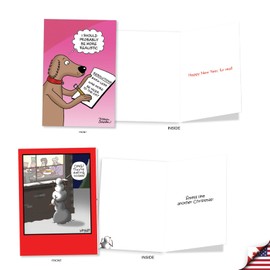 NobleWorks 20 Assorted Box Set Funny Christmas Mixed Occasions Greeting Cards w/5 x 7 Inch Envelopes (20 Designs, 1 Each) Favorite Holiday Toons AC6736XXG-B1x20