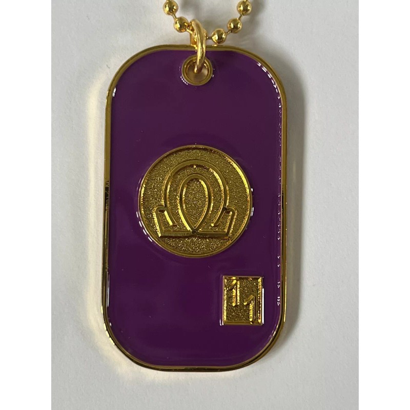 D9 Greeks Omega Psi Phi Double Sided Dog Tag Purple