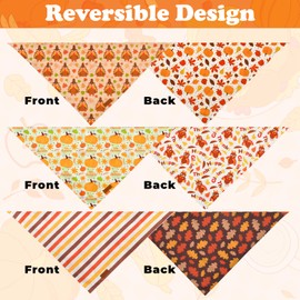 Vehomy 3-Pack Thanksgiving Dog Bandana Pet Turkey Bandanas Reversible Dog Cat Autumn Triangle Scarfs Bibs with Turkey Maple Leaves Pumpkins Patterns for Cats Small Medium Large Dogs