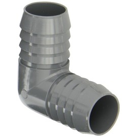 Spears 1406 Series PVC Tube Fitting, 90 Degree Elbow, Schedule 40, Gray, 1-1/4" Barbed