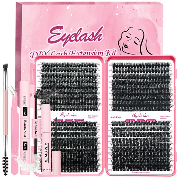 Qiveaory DIY Fluffy Lash Extension Kit 684pcs Lashes Clusters Thick