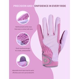 Harrison Howard All Season Kids Horse Riding Gloves Comfortable Non-Slip Light Horseback Gloves for Running Cycling Riding,Pink, Age 10-12 Years