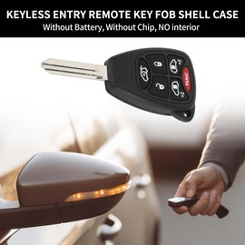 X AUTOHAUX Key Shell Case Keyless Entry Remote Key Fob Replacement Case for Dodge Grand Caravan 2004-2007 for Chrysler Town & Country 04-07 6 Buttons M3N5WY72XX