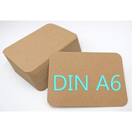 DIN A6 Postcards Index Cards Set Blank for DIY Choice of Envelopes and Round Corners (Kraft Paper Brown Round 300 g/m², 100 Cards without Envelopes)