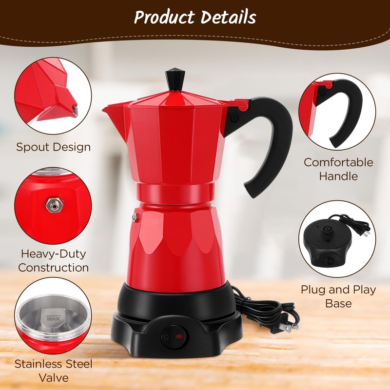 Lemosae Coffee Pot 6 Cup Electric Espresso Coffee Maker Italian