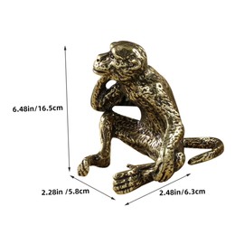 iplusmile Retro Brass Monkey Figurine Antique Monkey Statue Ornament for Desktop Decor Fine Craftsmanship Design for Home Office Display