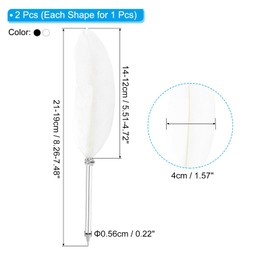 PATIKIL 21cm/8" Feather Ballpoint Pen, 2Pcs Ink Vintage Quill Pen Refined Plated Dip Pen for Calligraphy Writing Signature Wedding Gift, Black/White
