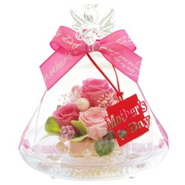 IPFA Preserved Flowers, Glass Dome Angel (Mother's Day Model, Hot Pink Ribbon), Present, Rose, Angel (Birthday, Wedding Gift, Retirement Gift, 60th Birthday), Flower Gift, Celebration
