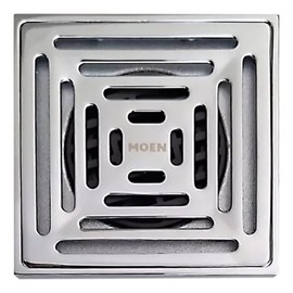 MOEN Coladera Cuadrada De Rejilla 4" con Trampa Antiolores Acero Inoxidable Acabado Cromo