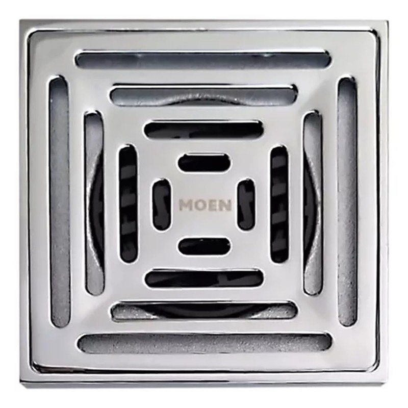 MOEN Coladera Cuadrada De Rejilla 4" con Trampa Antiolores Acero