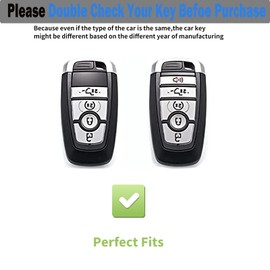 LJMTBKAN for Ford Key Fob Cover,Aluminum Leather Key Case Compatible with Ford Fusion F150 F250 F350 F450 F550 Smart Key Anti-dust Full Protection Accessories