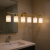 Modern 6-Light Golden Bathroom Vanity Light Frosted Glass Wall Mount