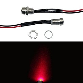 Lumonic 10 x Super Bright Screw LEDs with Resistor for 24 V Applications, High Power LEDs with Connection Cable for DIY Soldering, Red, Diameter: 5 mm