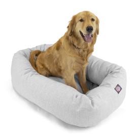 Majestic Pet 40 Inch Bagel Calming Dog Bed Washable – Cozy Soft Round Dog Bed with Spine Support for Dogs to Rest Their Head - Fluffy Donut Puppy Mat 40x29x9 (Inch) Large – Gray