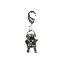 Miniblings Robot Charm Steampunk Heart 18 mm Silver – Handmade Fashion Jewellery I Silver Plated Pendant Charm Bracelet – Pendant for Bracelet, Metal, No Gemstone