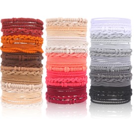 Yuxung 120 Pcs Boho Hair Tie Bracelets for Women 2.36 Inches Bohemian Elastic Ponytail Holders for Thick Thin Curly Soft Hair Accessories (Vivid Color)