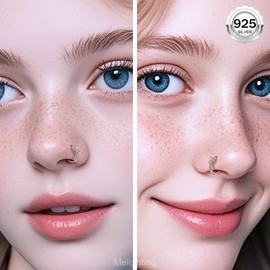 Melighting 20G Butterfly Nose Hoop Ring 925 Sterling Silver Nose Piercing Seamless Open Clear CZ Helix Piercing 8 mm Cartilage Earring Nose Hoop for Women