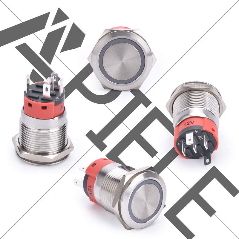 APIELE Latching Push Button Switch 19mm 12V- 24V DC LED