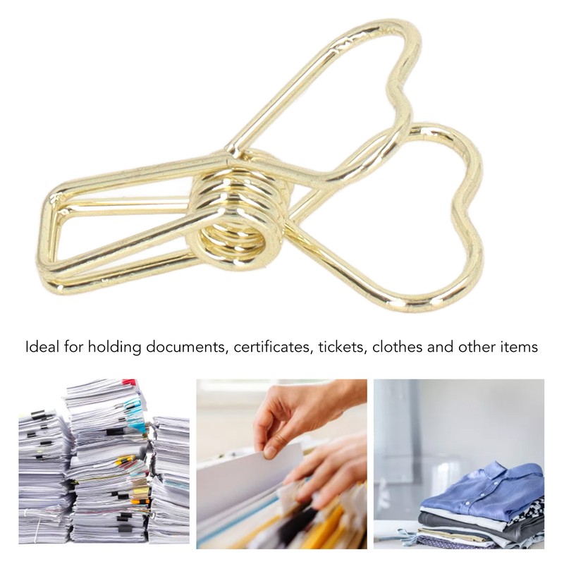 100pcs Binder Clips Heart Style Long Tail Shape Metal Iron