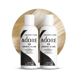 Adore Adore Semi Permanent Hair Color - Vegan and Cruelty-Free Clear Hair Dye - 4 Fl Oz - 010 Crystal Clear (Pack of 2)