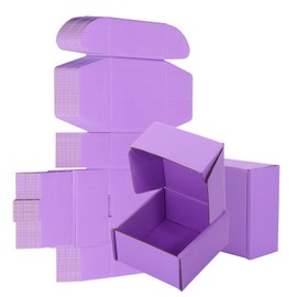 AIYUNNI 25 Pack Small Shipping Boxes Purple Corrugated Cardboard Box 4x4x2 inches，Corrugated Box for Packaging Small Business,Mailing Packing Literature Mailer,Shipping Gift Boxes