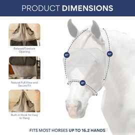 Plus-Size Horse Mask Without Ears, Built-in Visor, Breathable & Lightweight, 95% UV Eye Protection, Adjustable Fit for Comfort (Large Size)