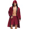 SWOMOG Mens Hooded Robe Satin Bathrobe with Shorts Set Silky