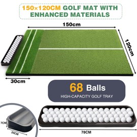 5x4ft Golf Practice Mat, Ball Tray, Thick Turf. Indoor/Outdoor Use. 3 Tees for Swing, Driving, Chipping. Perfect for Backyard or Garage.